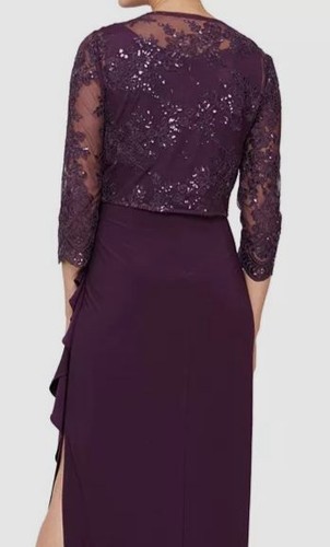 Alex Evenings Women's Purple 3/4-Sleeve Embroidered Jacket Size 8 - Picture 2 of 2
