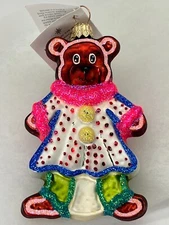 Vintage NEW Christopher RADKO 2000 GINGERBREAD BEAR Glass Ornament 00-158-0