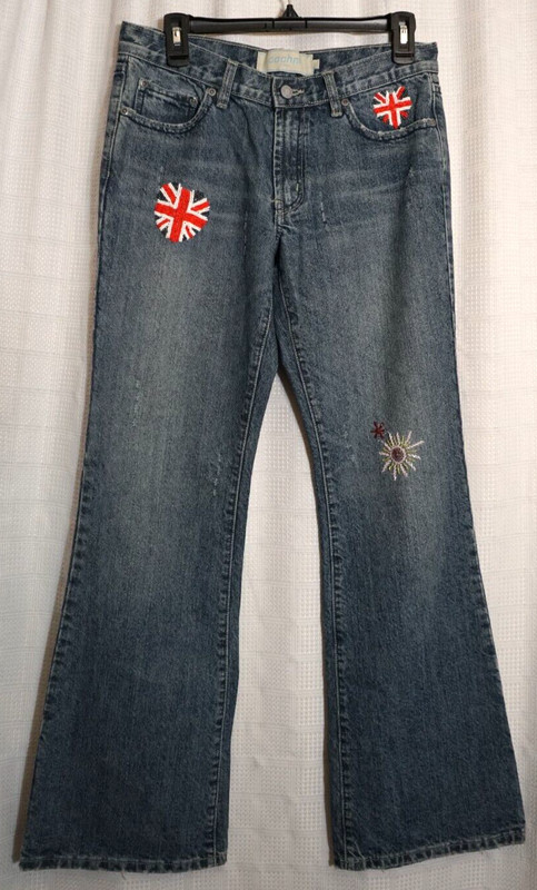 Cochni size 31 waist 100% cotton blue jeans with bead designs