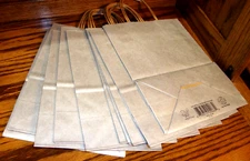Large Lot (10) Gift Party Bags Metallic Silver w/Handles 11"x 8.25x 4.75"    Box