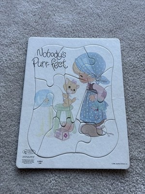VTG Precious Moments Nobody s Purr-fact Tray Puzzle Pastel Colors 1981 5188-6