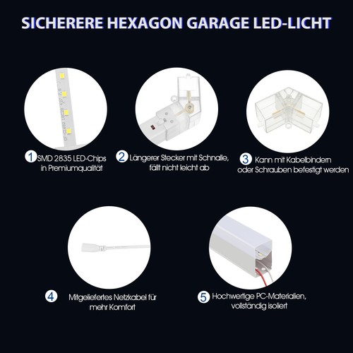 14X Hexagon LED Lampe Röhren Werkstatt Garage Wand Decken Leuchte Beleuchtung Vq - Bild 13 von 15
