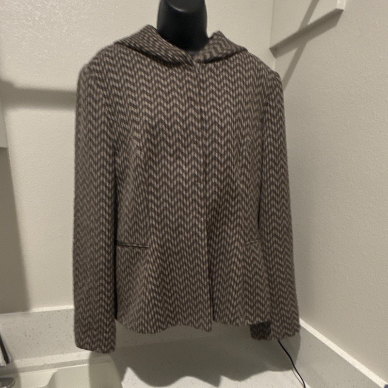 Giorgio Armani Women’s XL 100% Wool Herringbone Lined Jacket Pockets