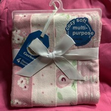 Cozy Soft Multi-Purpose Pack Of 4 Flannel Blankets Baby Girl NEW