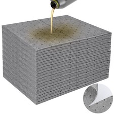 100PC Oil Absorbent Pads 13"x10" Meltblown Polypropylene Mats, Hand-Tear Lines