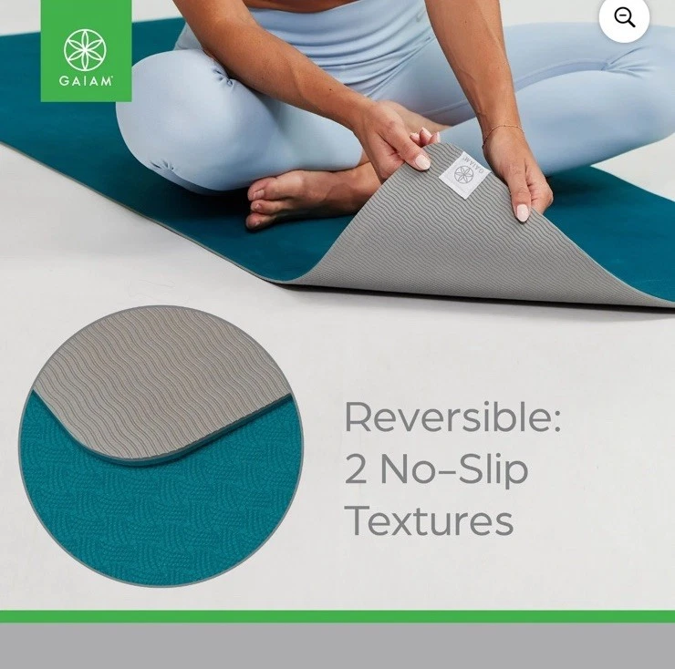 Gaiam Performance 瑜伽垫,耐用 TPE 制造,23.5 英寸 x 68 英寸 x 6 毫米厚,青绿色/G — 第 4/4 张图片