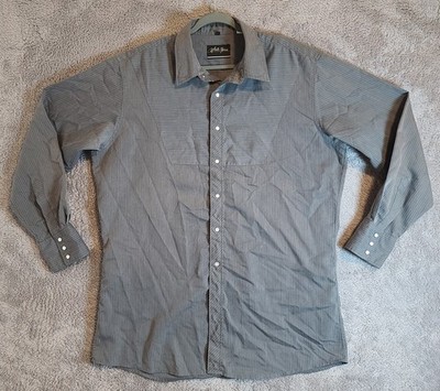 White Horse Shirt Men XL Gray Striped Pearl Snap Western Long Sleeve