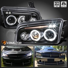 Black Fits 2006-2010 Dodge Charger Led Halo Projector Headlights Lamp Leftright Black Fits 2006-2010 Dodge Charger Led Halo Projector Headlights Lamp Leftright
