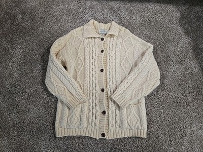 Thomas Keeling Vtg 80s 100% Wool Aran Knit Fishman Sweater Mens Sz Large Preppy