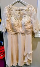Champagne Sequin Embroidered Formal Dress. Mother Of The Bride.