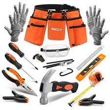 18PCS Real Tool Set with Reinforced Belt, Adjustable Waist 20"-32", Real Hand