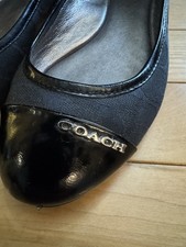 Coach Cecile Black Signature Ballet Flats With Patent Leather Cap Toe Size 8  