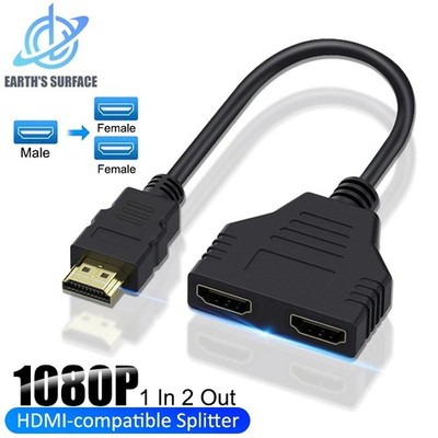 HDMI Splitter Cable 1 In 2 Out 1080P Y Adapter for TV Monitor Laptop