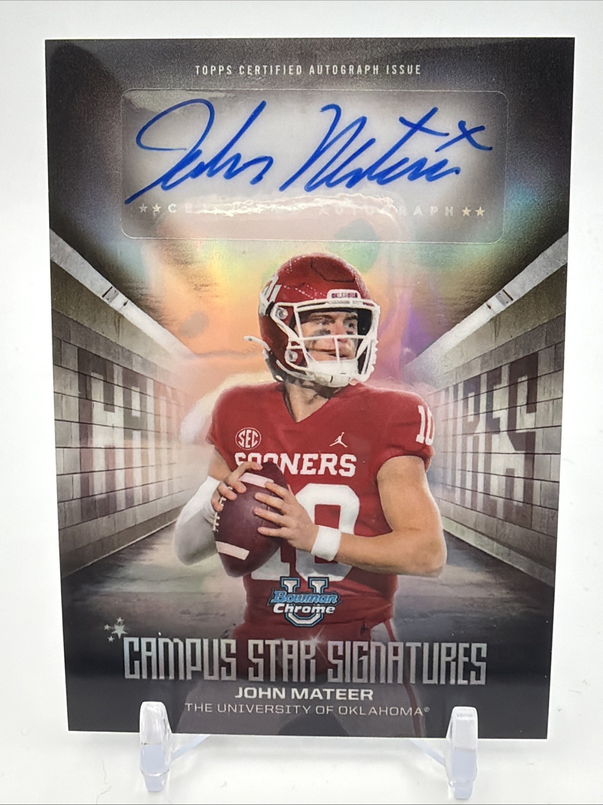 John Mateer 2025 Bowman Chrome U Campus Star Signatures Oklahoma Sooners SP
