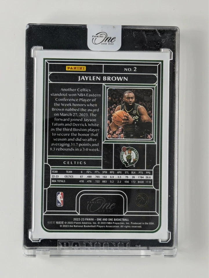 Baloncesto Panini One on One 2023/99 Jaylen Brown #2 PANINI RECUBIERTO Y SELLADO Foto 3 de 3