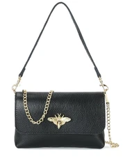 Tiffany & Fred Paris Fold-Over Flap Shoulder Bag Women's Black