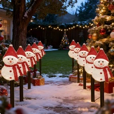 8 Pack Solar Powered LED Snowman Light Decor Outdoor Garden Stake Lamp Christmas