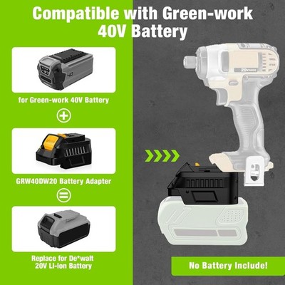 Battery Adapter for Greenworks 40V Battery to for Dewalt 20V Tool Converter