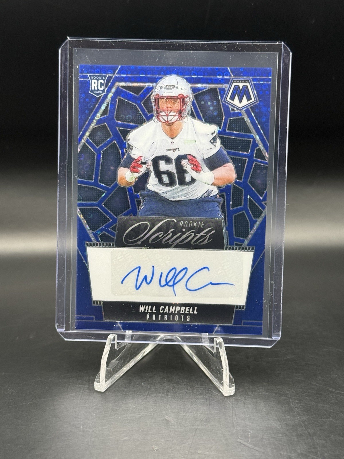 2025 Panini Mosaic Blue No Huddle- Will Campbell (RC) Rookie Scripts Auto