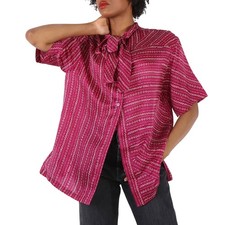 Blusa de seda con pajarita rosa para dama Chloe, marca talla 38 (talla 4 EE. UU.)