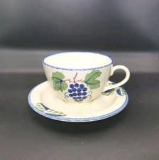 Poole Pottery Dorset Fruits Spongeware Cream Coloured Grapevine Cup And Saucer