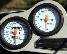 SUZUKI GSXR1100 G H SLAB SIDE STANDARD WHITE SPEEDO TACHO CLOCK GAUGE FACE KIT
