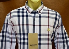 Men's Classic Burberry London Casual Button Down Shirt Gray Size Large