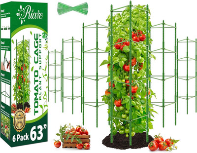 Pack . FT Tomato Cages for Garden- 63Inches Heavy Duty Garden Stakes, Adjustable