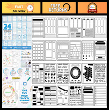 24-Piece Journal Stencil Set - Plastic Planner Templates for A5 Journals, Scrapb