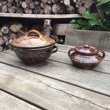 Wenford Bridge Studio Pottery Ara Cardew Gwari Pot & Seth Cardew Casserole AF