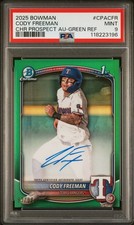 2025 Bowman Chrome 1st Cody Freeman GREEN ROOKIE AUTO /99 PSA 9 MINT RC Rangers