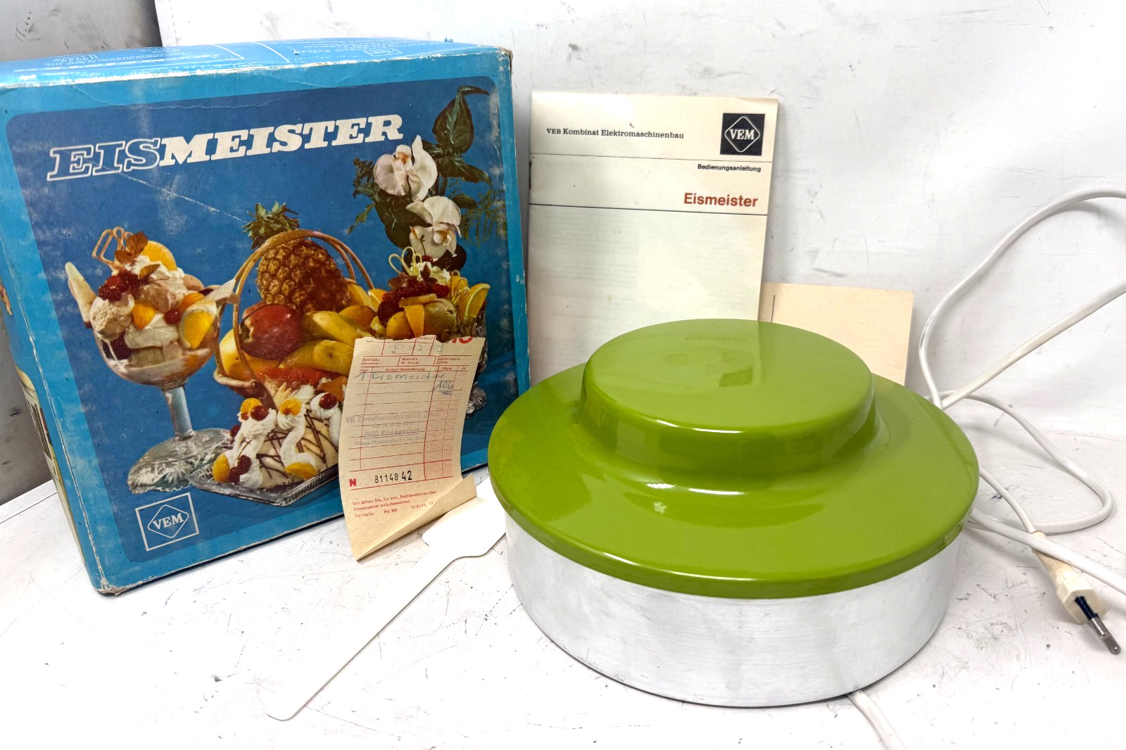 Eismeister Eismaschine Eisbereiter Küchengerät DDR VEM 1980er FUNKTIONSTÜCHTIG