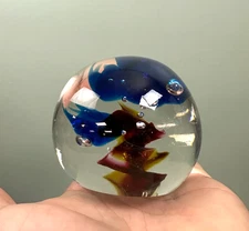 Salamandra Signed 1996 Art Glass Paperweight Cosmic Galaxy Design Handmade VTG
