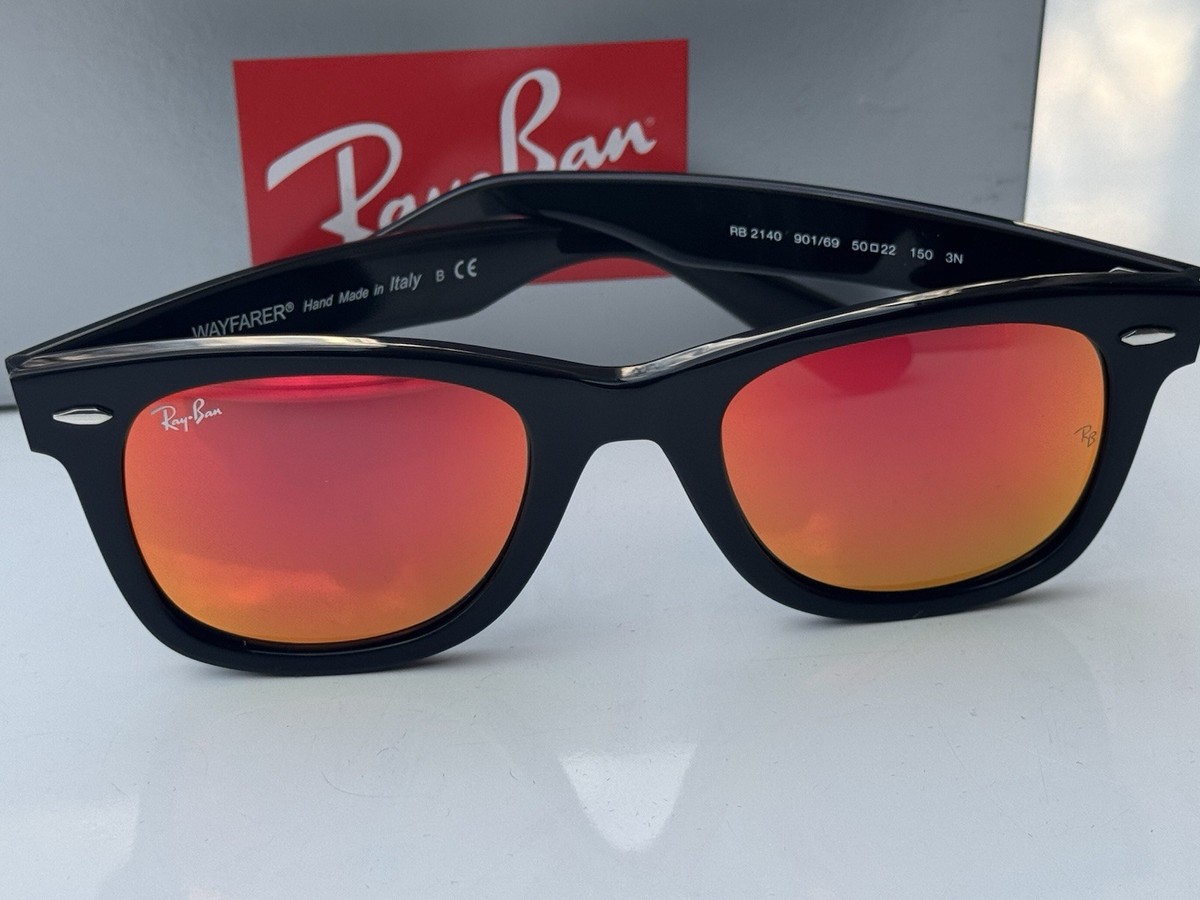 NEW Ray-Ban RB2140 Original WAYFARER 901/69 Orange MIRROR