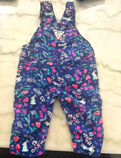 OshKosh B'gosh Girls 6M Floral Bunny Denim Overall One-Piece Buttons Pockets