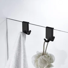 Double Hooks for Glass Shower Door, Towel Hooks Over The Bathroom Glass Wall ...