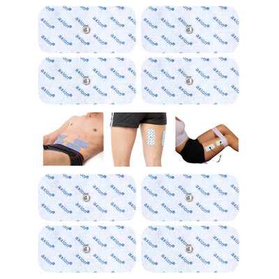 TENS EMS Elektroden Pads 10x5cm Druckknopf für Sanitas SEM Beurer EM - 8 Stück