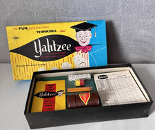Vintage Yahtzee Dice Family Board Game 1956 E.S. Lowe Co 950 New Box Has Wear