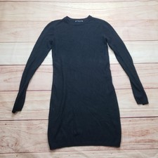 Zara Dress Womens S Black Sweater Dress Long Sleeve Crew Neck Buttons Knit