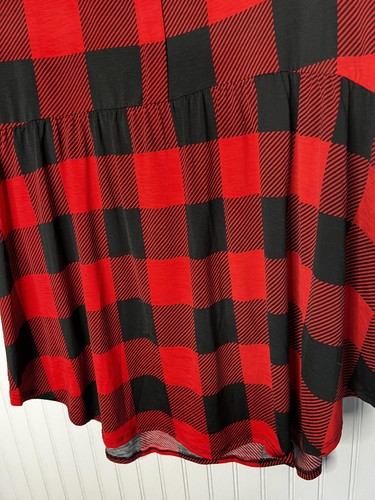 Chic Soul Hemd Damen 3XL rot schwarz Büffel kariert Henley Babydoll hergestellt in den USA - Bild 4 von 12