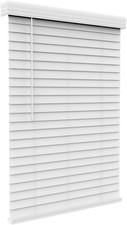 2 In Cordless Faux Wood Blinds White Valance Window Shades 24"-60" W x 36"-72" H