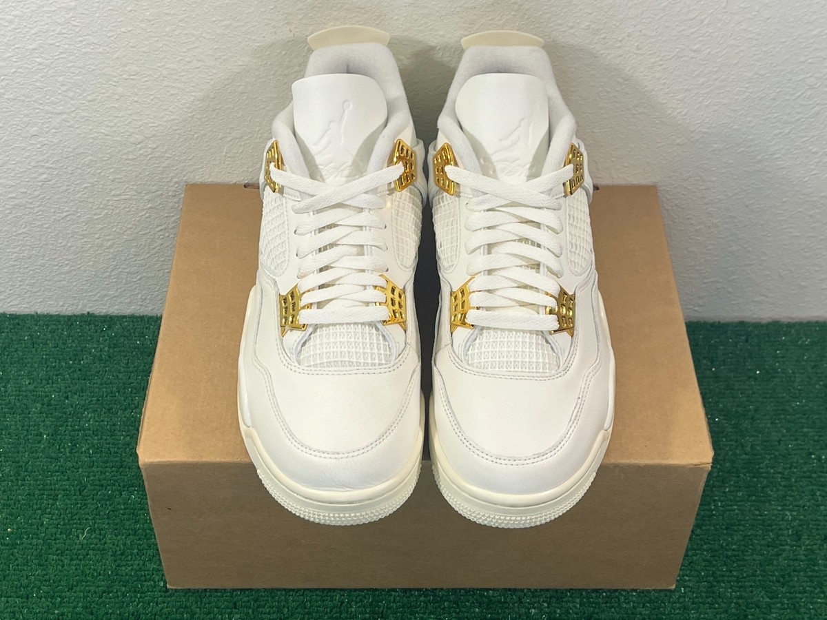 11.5 Women/10 Men - Nike Air Jordan 4 Retro 'Metallic Gold' White