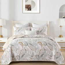 Paisley Quilt Set Queen Size,3 Pieces Boho Quilt Bedspread, Soft and Lightweight