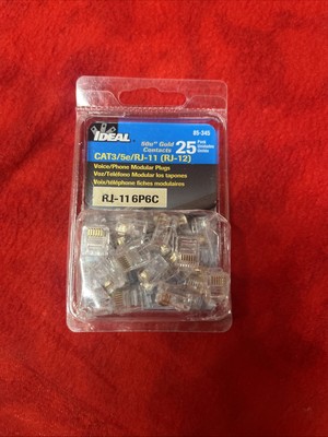 IDEAL VOICE/PHONE MODULAR PLUGS 85-345 (UNCOUNTED) 25 PCS - OPEN BOX (ff10)