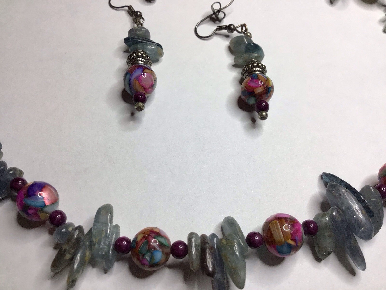 Artisan - Kyanite, Ruby & Rainbow Marble Necklace… - image 11