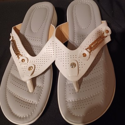 Sommer Sandalen Gr.43 Weiß Zehentrenner Flip Flop NEU