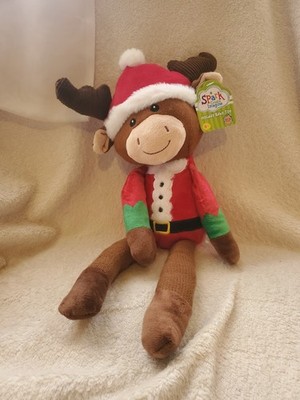 Spark Create Imagine Baby Toy Knit Plush 18'' Holiday Moose Soft Rattle Sound