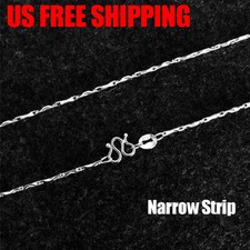 925 Silver Plated Narrow Strip Chain Necklace Women's Jewelry Gift 16-24"