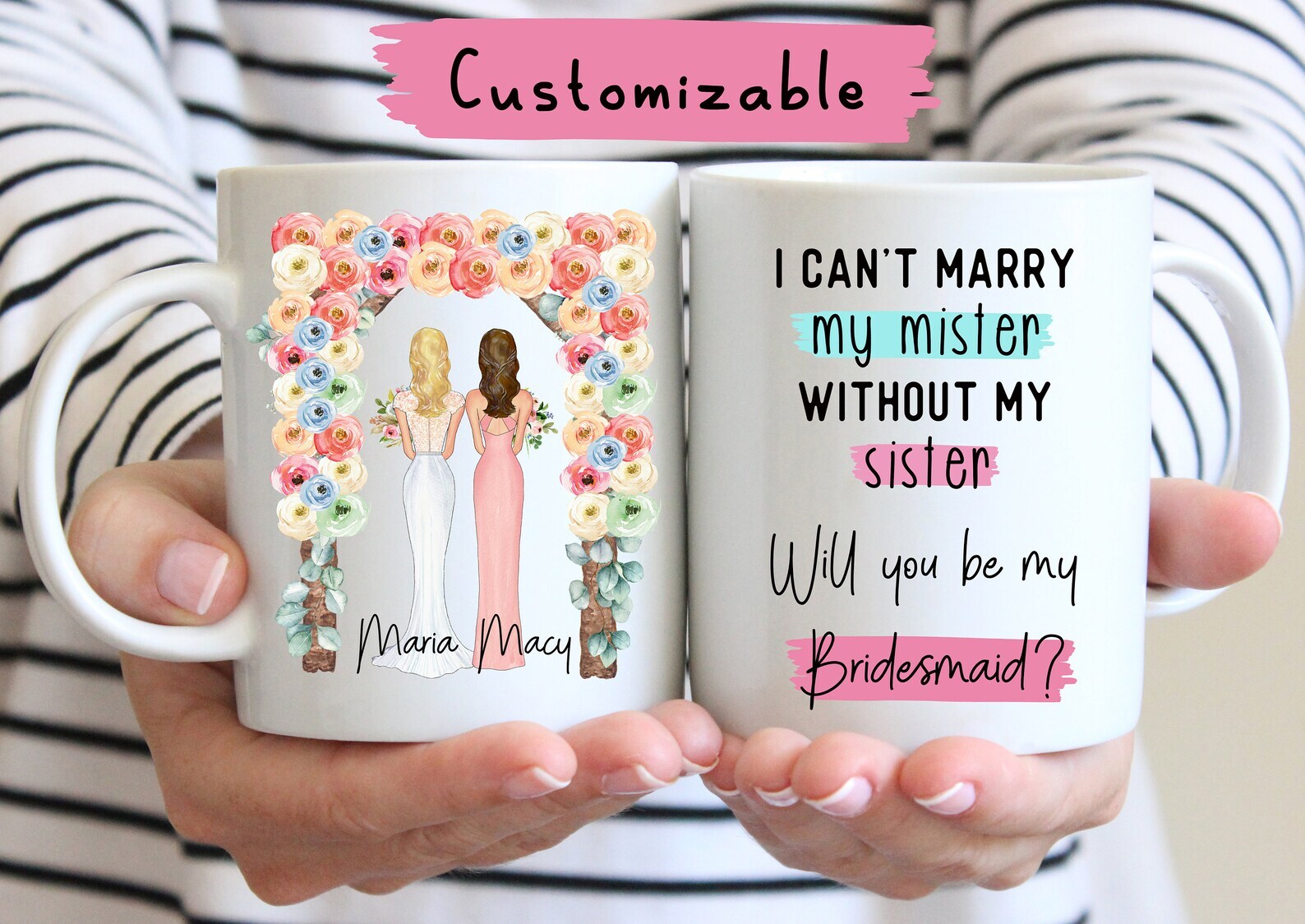 Personalized Bridesmaid Mug Maid Of Honor Mug Bridesmaid Proposal Mug Custom