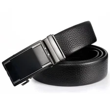 Mens Genuine Leather Ratchet Belts Adjustable Automatic Buckle  Belts For Men